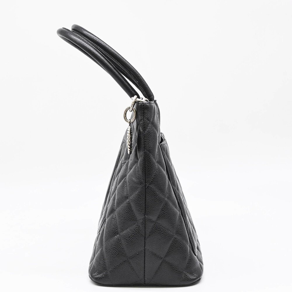 CHANEL Black Caviar Leather Logo Tote Bag - Picture 4 of 15